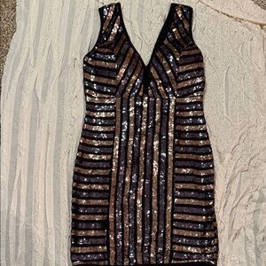 Entry Black and Silver Sequin Mini Dress